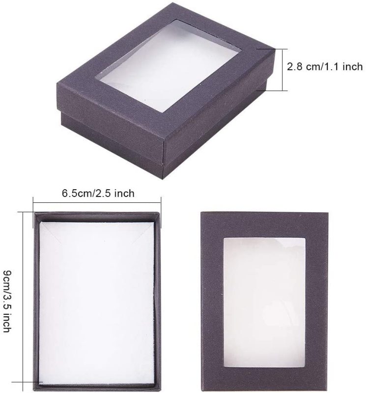 24 Stück Schmuckschatullen aus Pappe, 3,54 x 3,54 x 1,18, quadratische Kartons aus Papier, Kraftpapier, Geschenkverpackungsbox für Weihnachten: Gelb