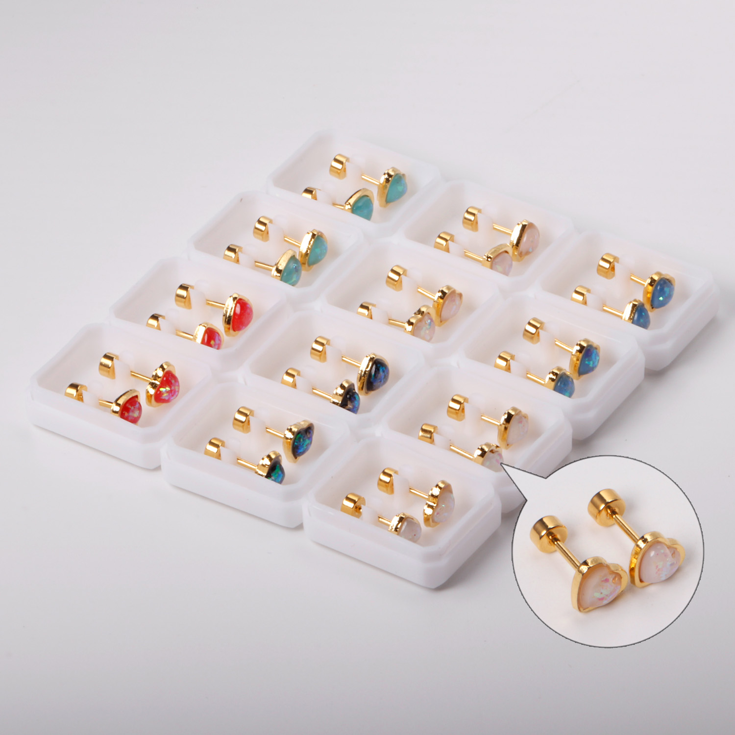 12 pares Korean aretes acero inoxidable quirúrgico piercing acero inoxidable pendientes dorado pendientes para niñas pendientes corazon rosa aretes de acero inoxidable para mujer