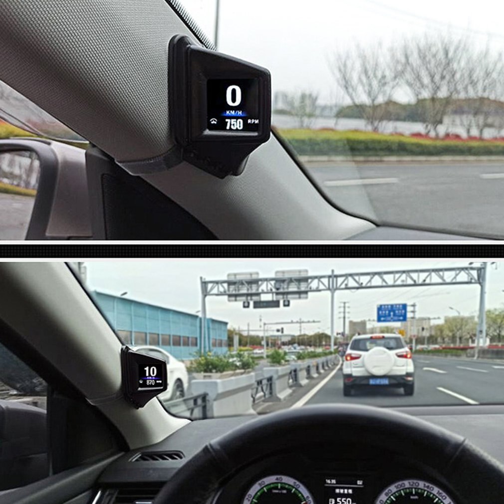 Car HUD Head-up Display Driving Table Car LCD Display Multifunctional OBD GPS Dual System Speedometer Alarm Overspeed Projector