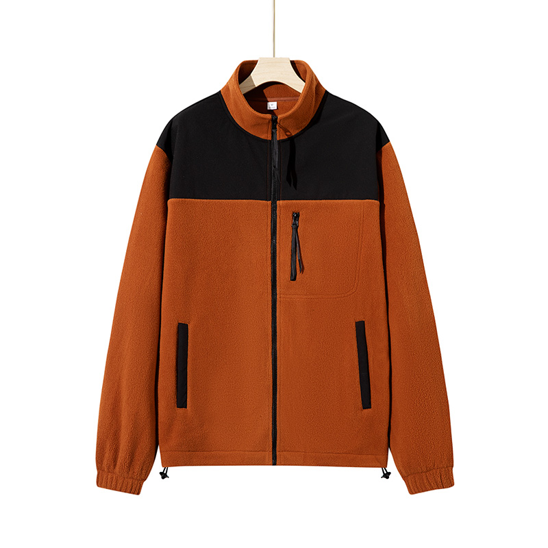 Chaqueta Polar cálida de invierno para hombre y mujer, abrigo Polar de doble cara, sudadera informal de felpa a prueba de frío, Color de empalme que combina con todo: XXL / Rojo