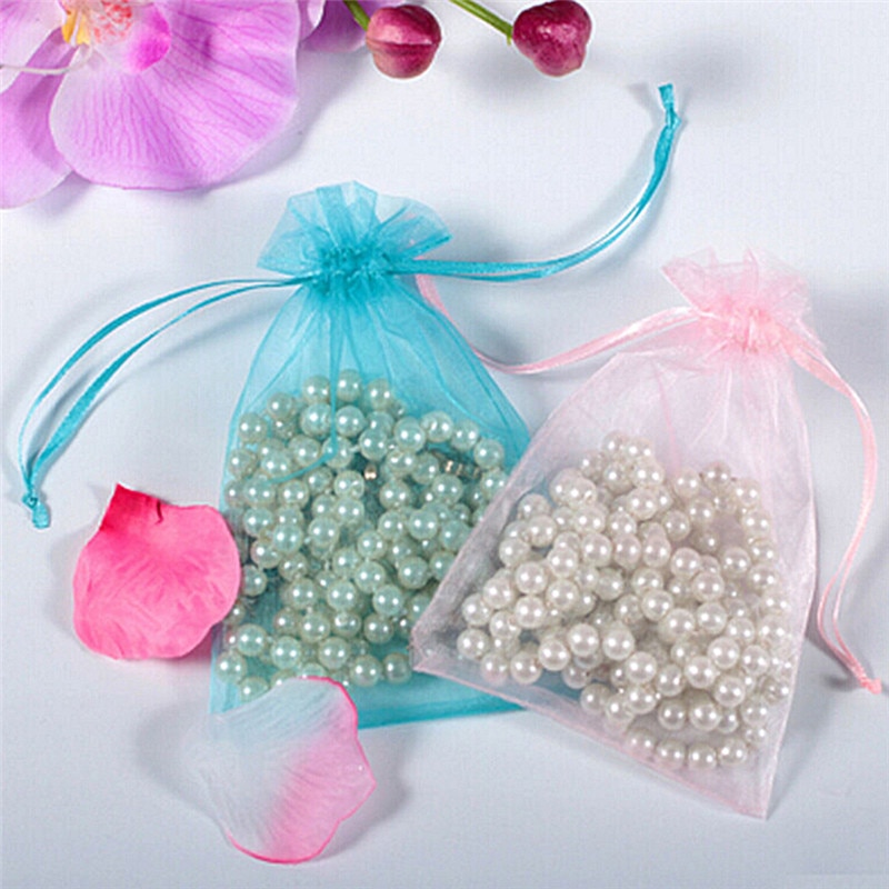 50Pc Organza Tassen Sieraden Candy Bag Wedding Gunsten Zakken Mesh Pouches