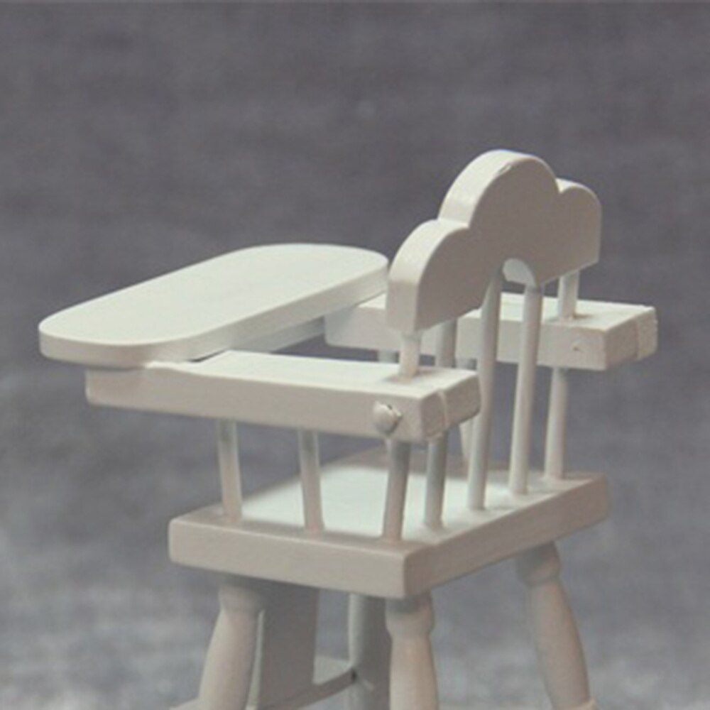 Børn mini højstol legetøj justerbar bord sæde form småbørn fodring højstol dekorative møbel model legehus legetøj hvid b
