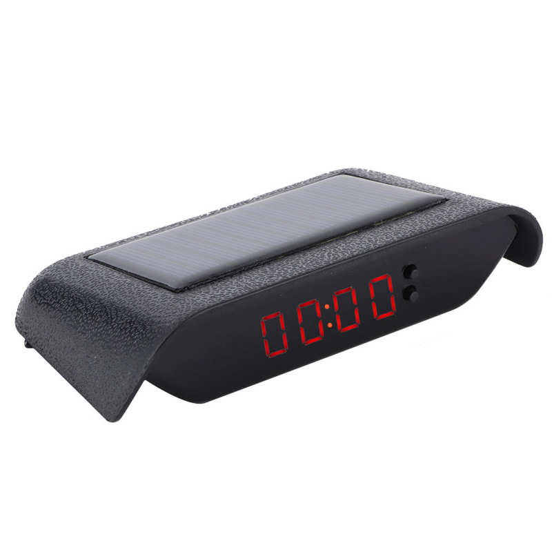 Bil digital klocka bil lastbil soldriven tid datum temperatur lcd display kabeldragning gratis bil solklocka biltillbehör