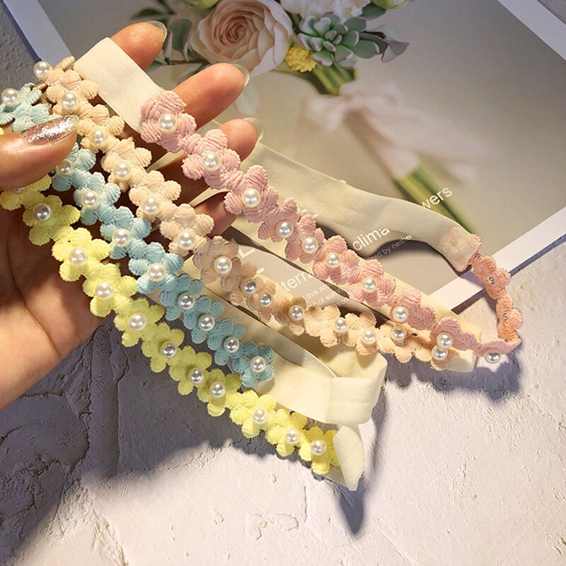 Fascia per fiori per bambini puntelli per foto per neonati fasce per perle per ragazze accessori per capelli in pizzo per neonati principessa fasciatura per bambini senza tracce