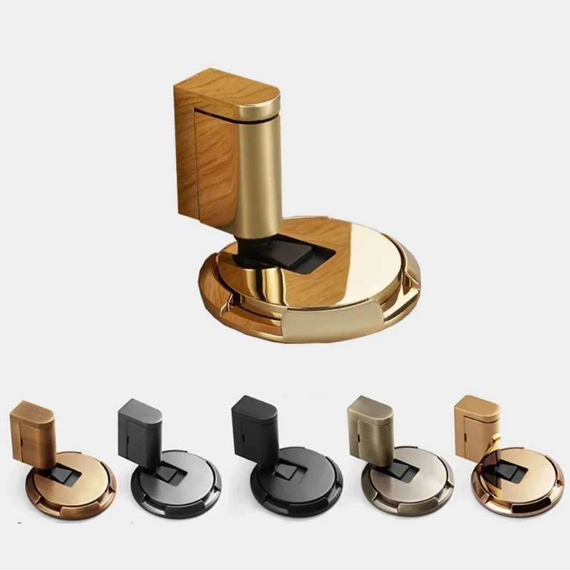 Solid Metal Door Stopper Updated Mechanical Self-Locking Stop Height Adjustable Sticker And Screw Fix DIY Hidden Door Holders