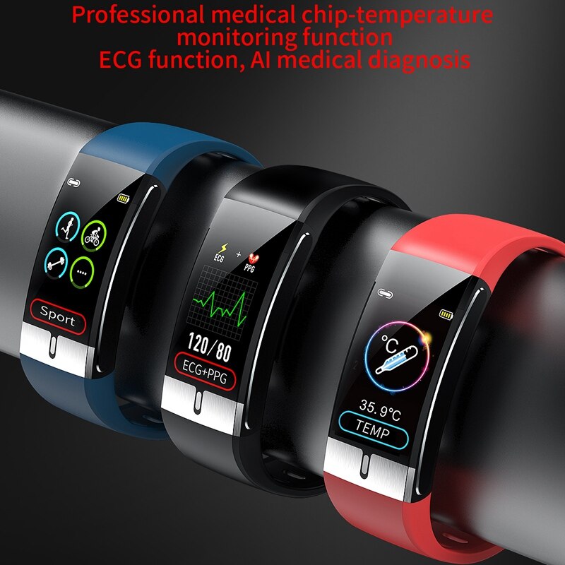 ECG PPG Smart Wristband 24 Hours Body Temperature Heart Rate Blood Pressure Oxygen Monitoring Fitness Wristband Smart Bracelet