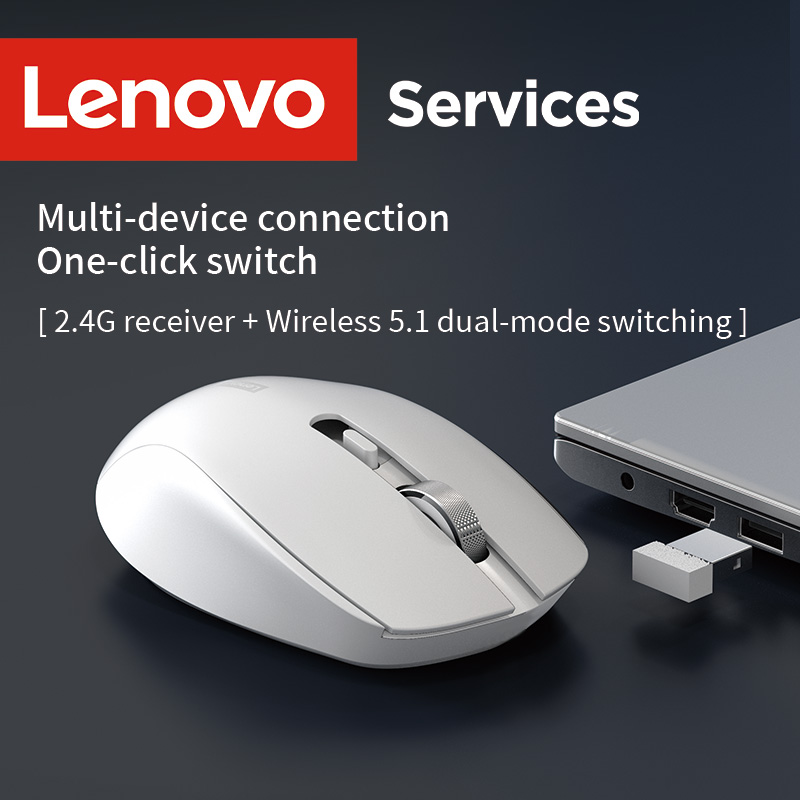 Lenovo kabellos Maus Geschäft Sekretariat Leise Maus Ergonomisches , kompatibel mit mehreren Plattformen, 2,4-g-Verbindung, 1,5-V-Trockenbatterie-Stromversorgung, Produkt inklusive Batterien