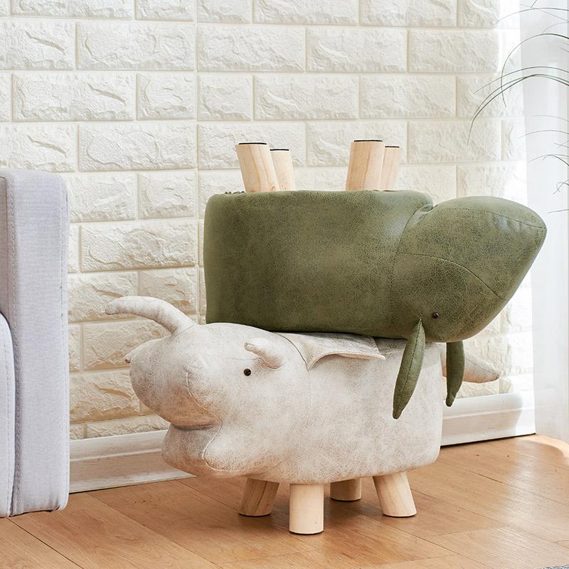 Massief Houten Kinderen Kruk Cartoon Dier Creatieve Kruk Olifant Sofa Bankje Voetenbankje Schoenen Bench