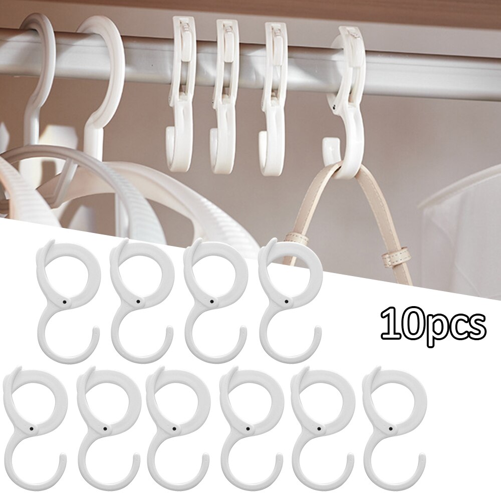 10PCS /Multi-Function Clasp Hook S Shaped Clip Style Travel Foldable Hooks For Clothes Coat Bag Hanger Lock Buckle S-Hook: 10pcs