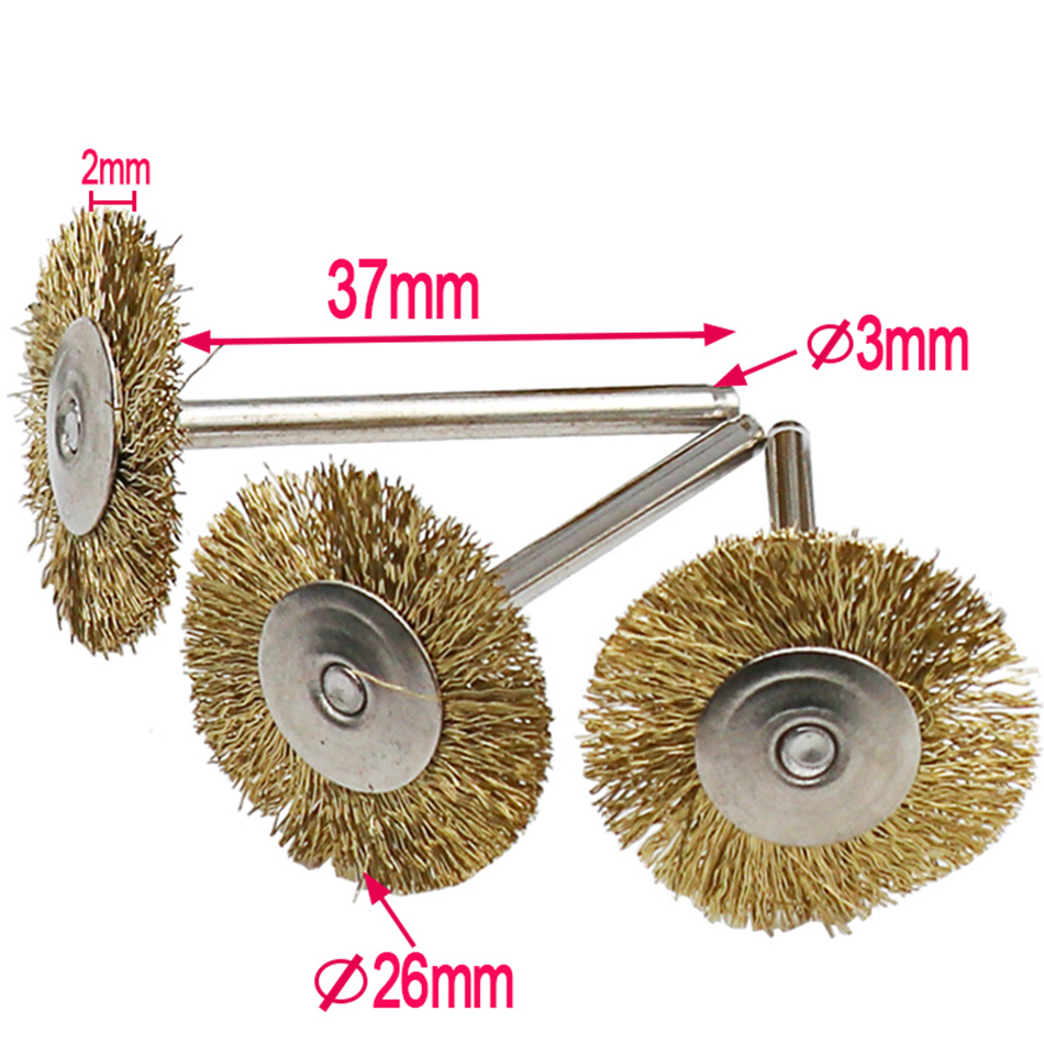 3pcs Brass Wire Brush Fits For Dremel Rotary Tool Accessory 1/8" (3mm) Shank 9pcs/set