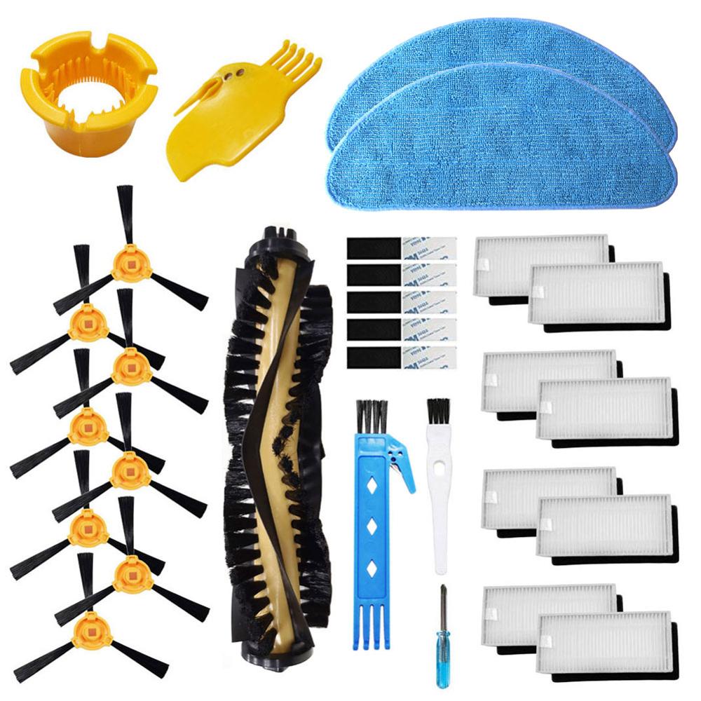 Accesorios repuestos para Cecotec aspiradora Robot Conga Excel 990 1 cepillo principal, 8 filtros Hepa, 8 brochas laterales, 3 telas: Amarillo claro