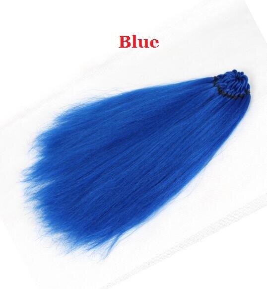Extensions capillaires brésiliennes synthétiques sans cheveux gris pré-boucle, au Crochet, 18 pouces: # Bleu