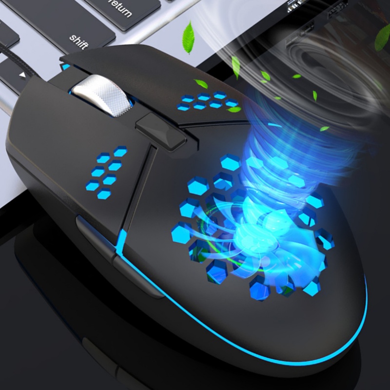 E-Sports Gaming Wired Mouse 6 Key 8000dpi Lightweight Rgb Lighting Fan Cooling Tablet Laptop Accessories Office Game