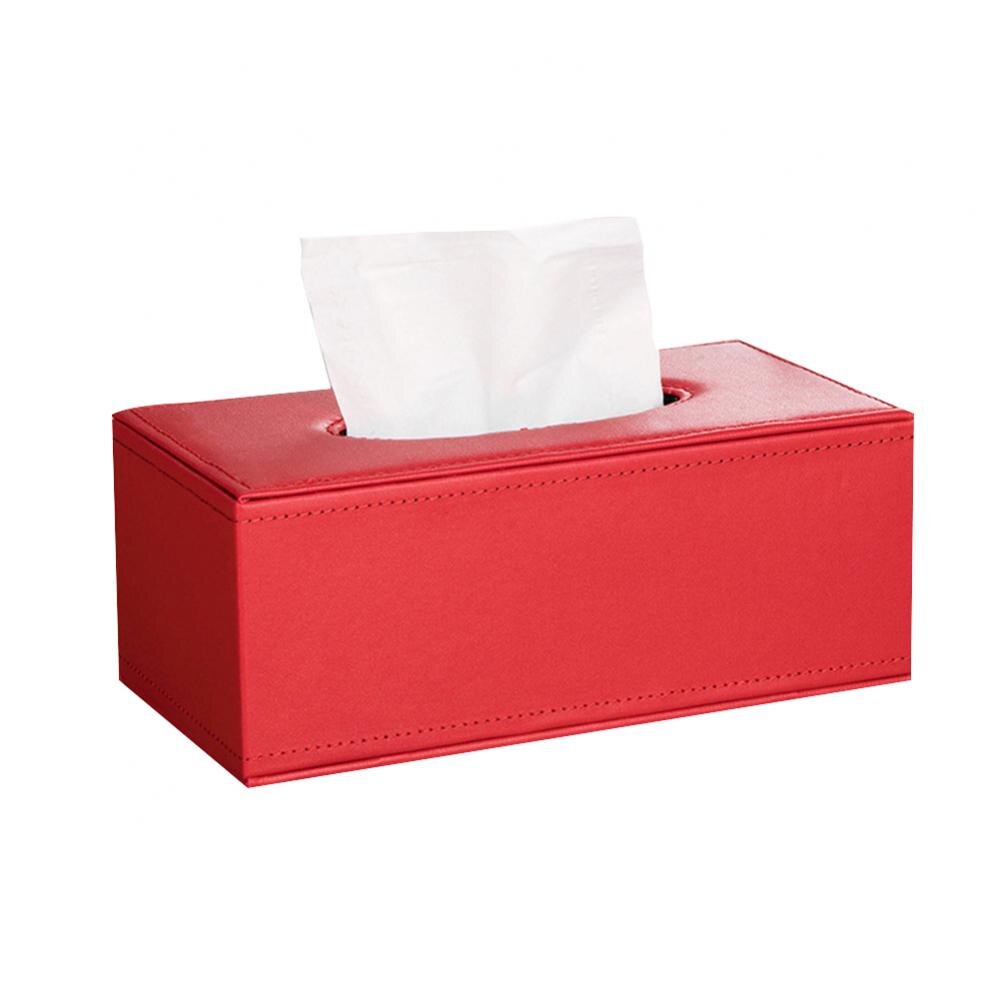 Household Faux Leather Tissue Box Car Tissue Paper Holder Storage Case Hotel Restaurant Paper Towel Dispenser: Red Large