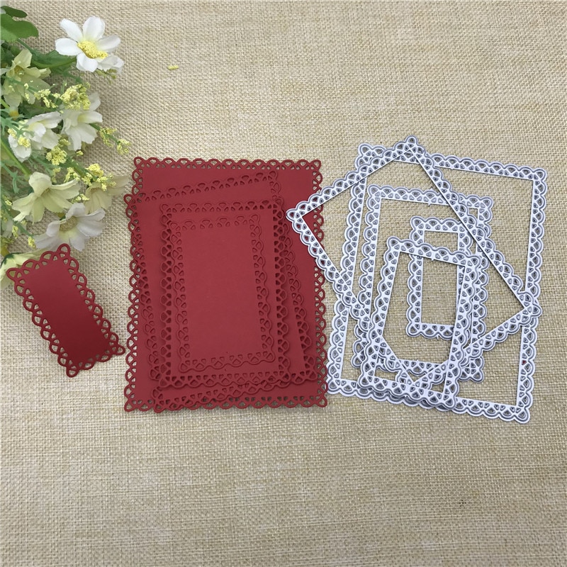 Stitched Scallop Rectangle Frame Metal Cutting Dies Stencils For Card Making Decorative Embossing Suit Paper Cards Stamp DIY