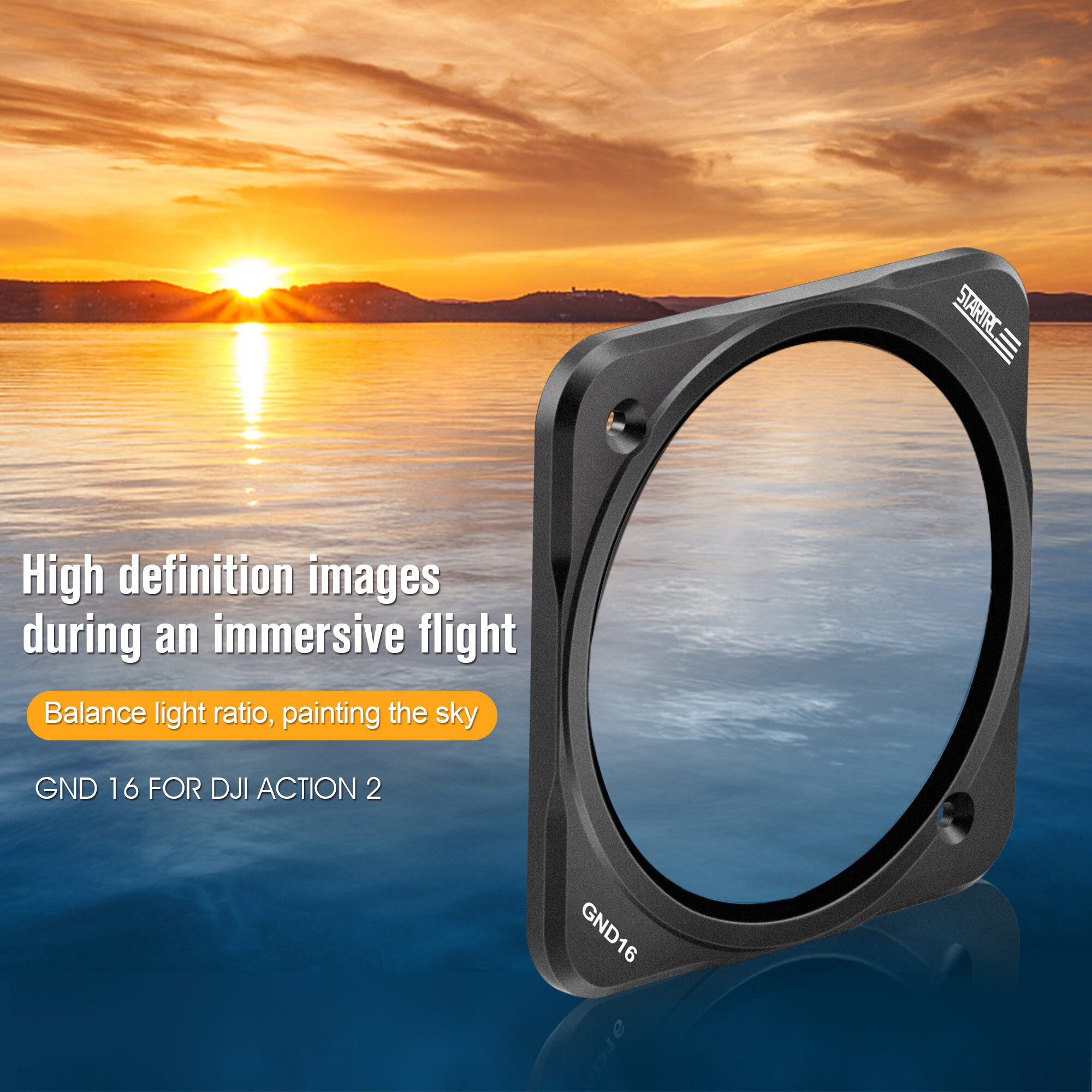 STARTRC-Juego de filtros DJI Action 2, CPL, GND 16 gradiente, ND16, ND32, ND64, filtro ND, lente protectora UV, filtros magnéticos para Cámara de Acción: GND 16 Filter
