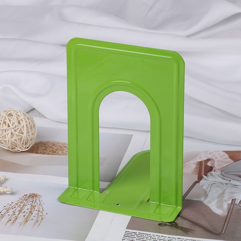 Sujetalibros metálico de estilo sencillo, soporte para libros en forma de L, organizador de escritorio, soporte para libros, papelería escolar, suministros de oficina: green