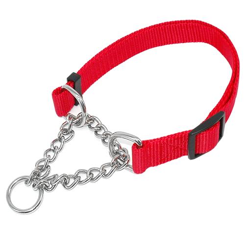 1.0 "bred nylon almindelig farve hund kæledyr choke kæde træning krave 4 farver 16-29 " justerbar: Rød