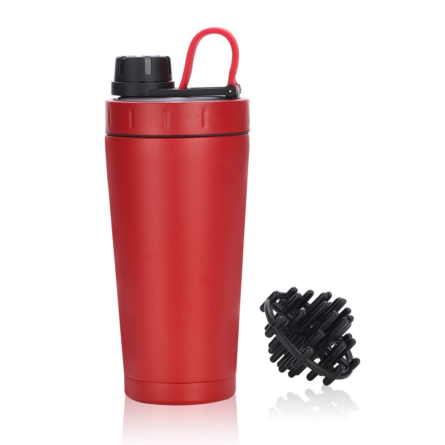 20oz Double paroi protéine Shaker bouteille en acier inoxydable tasse d'eau vide isolé bouteille large bouche étanche Sport Drinkware: Red