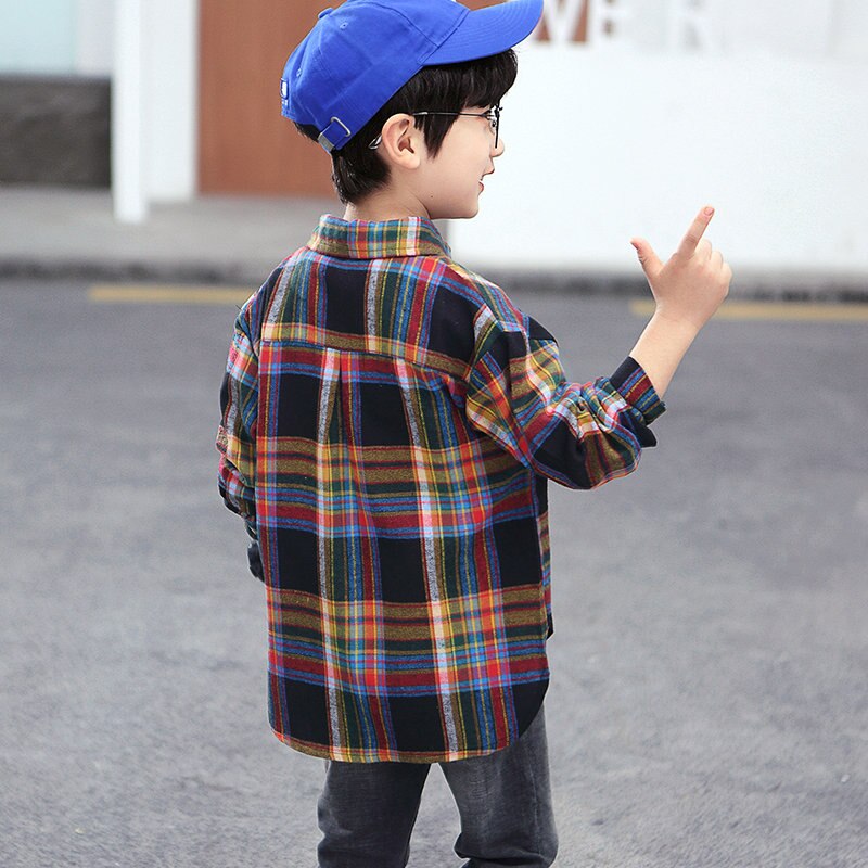 Camisa a cuadros de algodón para niños, ropa informal Vintage para adolescentes, de manga larga, de coreana, de 4 a 14 años