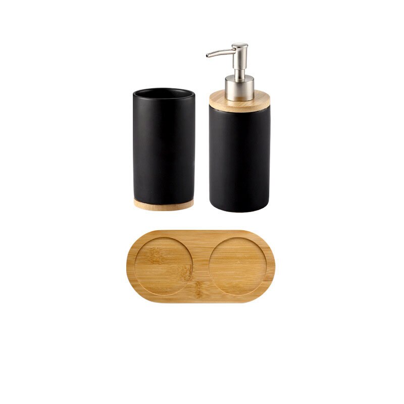 Ceramic Bamboo Bathroom Tumblers Mouth Cup Toothpaste Toothbrush Holder Soap Dispenser Kitchen Dishwashing Liquid Container: 8