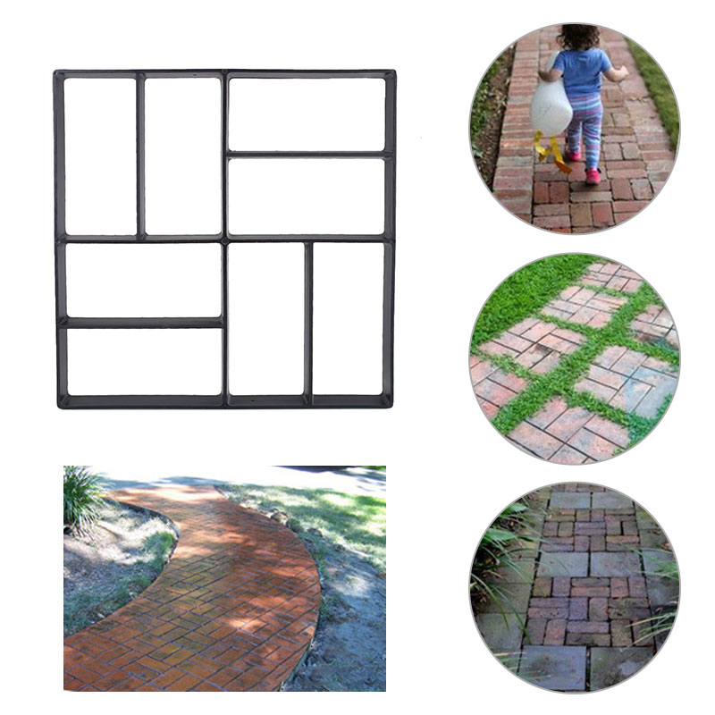 Concrete Molds Garden Floor DIY Paving Mould Home Garden Path Maker Manually Cement Brick Stepping Driveway Stone Road Mold Tool