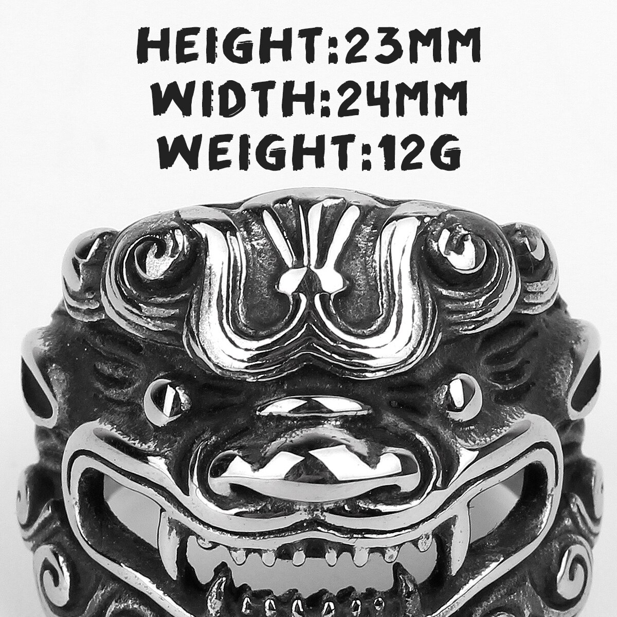 Stainless Steel Men Rings Chinese Style God Beast Kirin Amulet Punk Rock for Male Boyfriend Jewelry Creativity