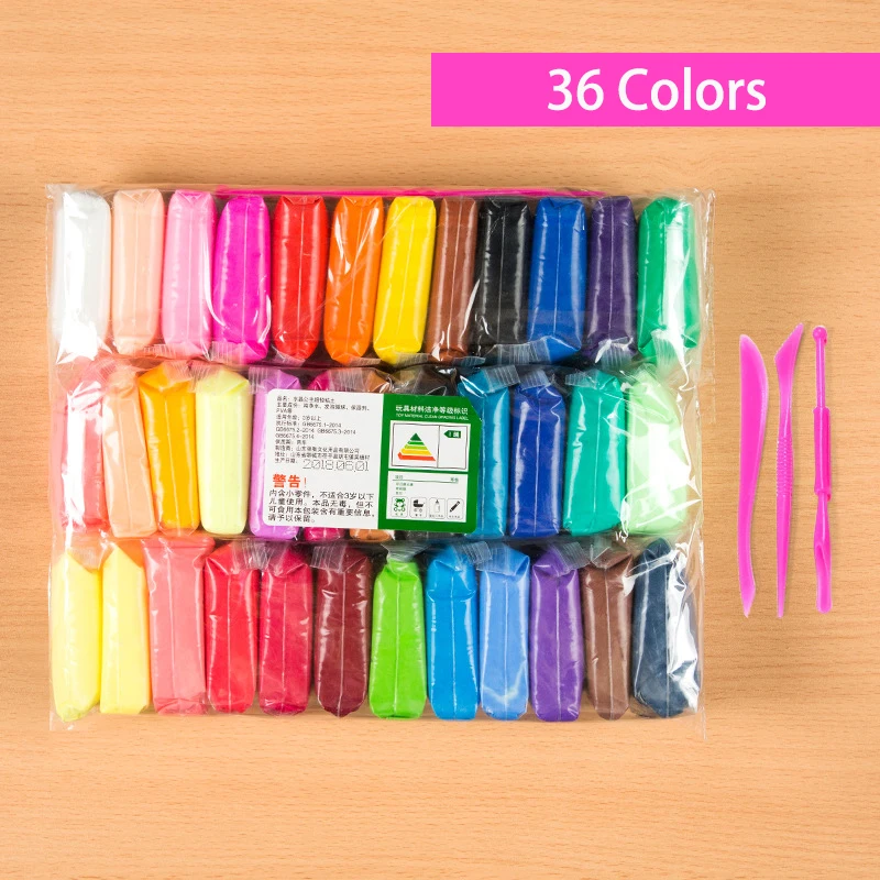 36 Colors Polymer Light Clay Children Fluffy Soft Plasticine Toy Modelling Clay Playdough Slimes Toys DIY Clay Kid: Default Title