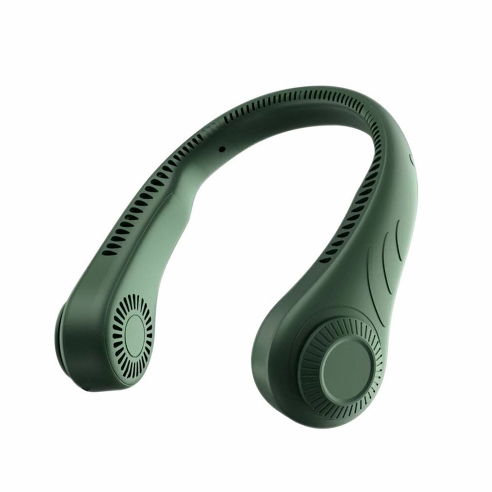 Draagbare Opknoping Hals Ventilator Bladeless Ventilator Persoonlijke Wearable Nekband Bladloze Ventilator Usb Oplaadbare Fan Mini Ketting Fan: green