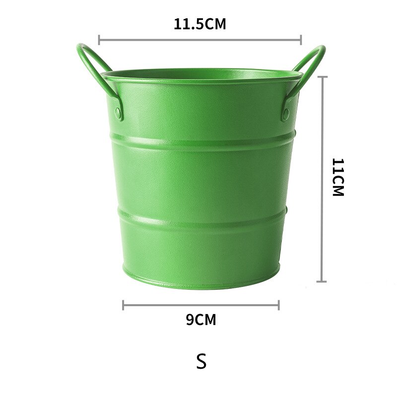 Secchiello per il ghiaccio patatine fritte secchiello piccolo caffetteria Bar Party creativo Mini secchiello per il ghiaccio patatine fritte barile ferro: Green-S