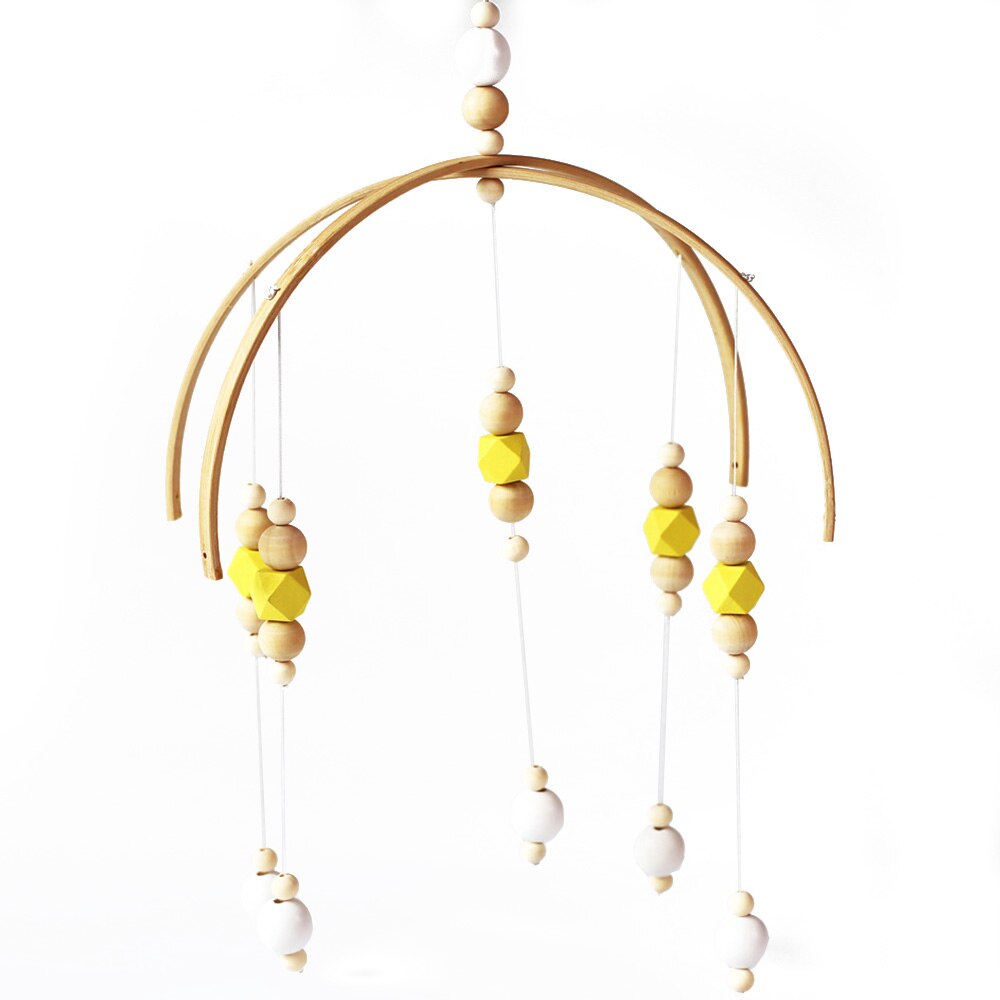 Baby Wooden Beads Wind Chimes Nordic Style Baby rattle and bed bell for Kids Room Bed Hanging Decor: Dark Gray