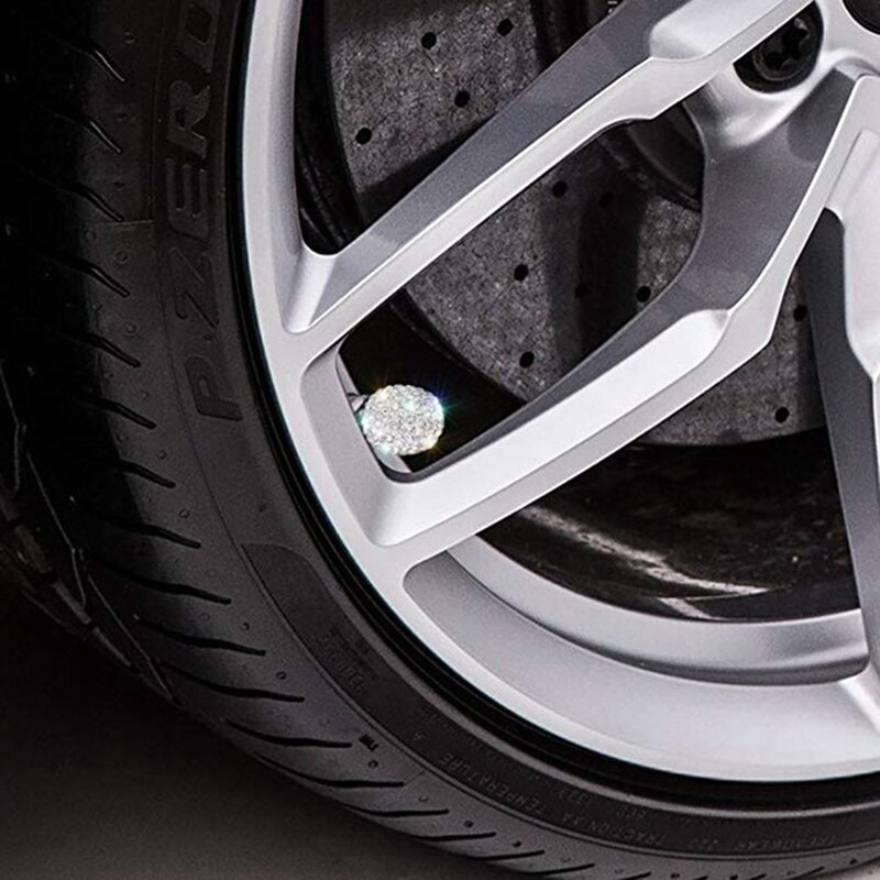 4 stk/parti blød ler rhinsten bildæk ventilhætter diamant skinnende støvtætte hætter biltilbehør