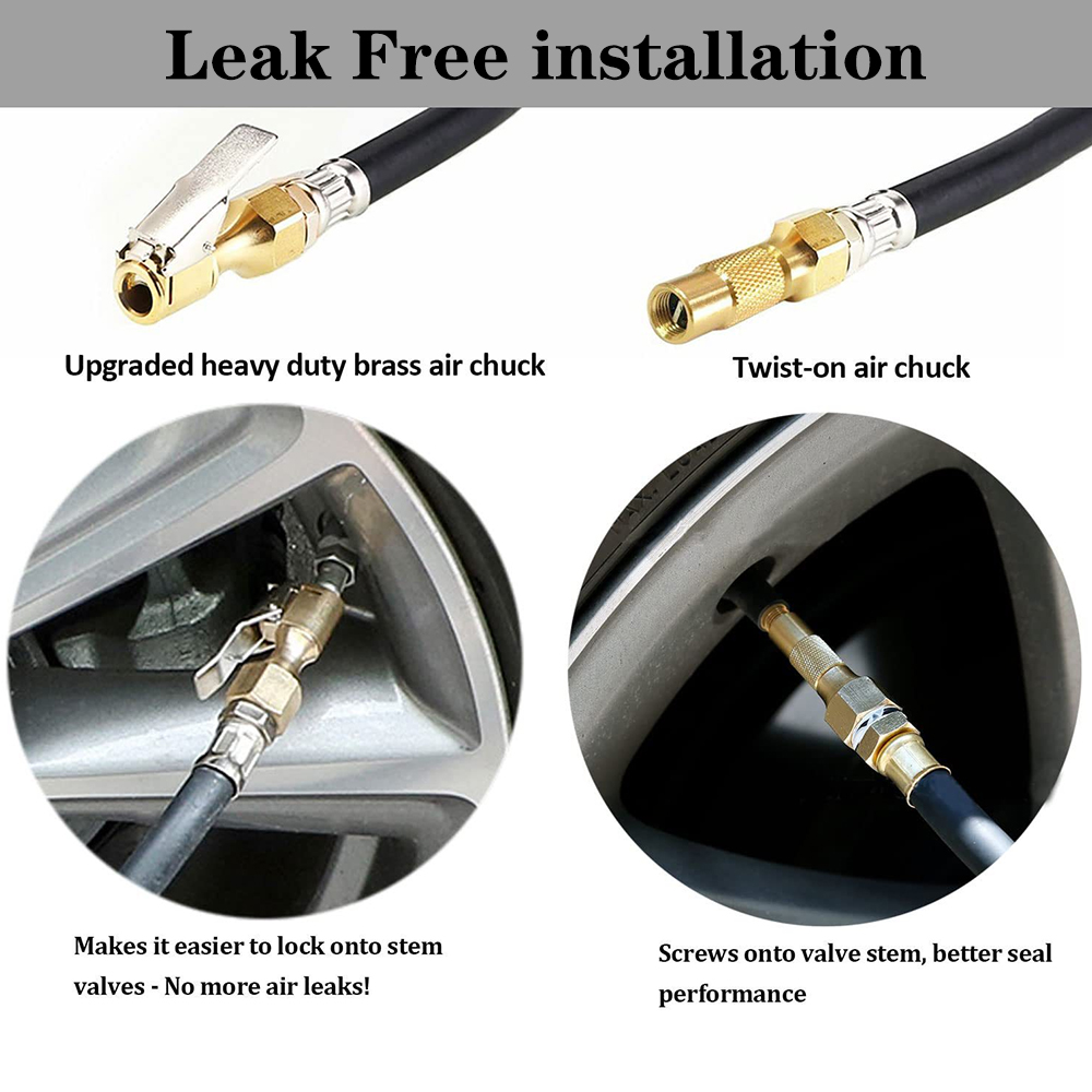 Inflation Monitoring Manometer Aluminum Alloy Air Line Clip-on Tyre Pump Tire Pressure Inflator Gauge Universal LCD Digital