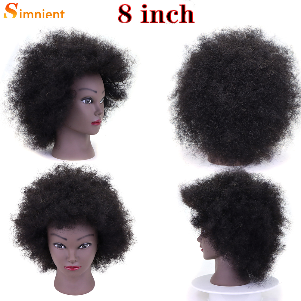 Afro Mannequin Heads With 100% Human Hair With Adjustable Tripod Hairdressing Dolls Training Head For Practice Styling Braiding