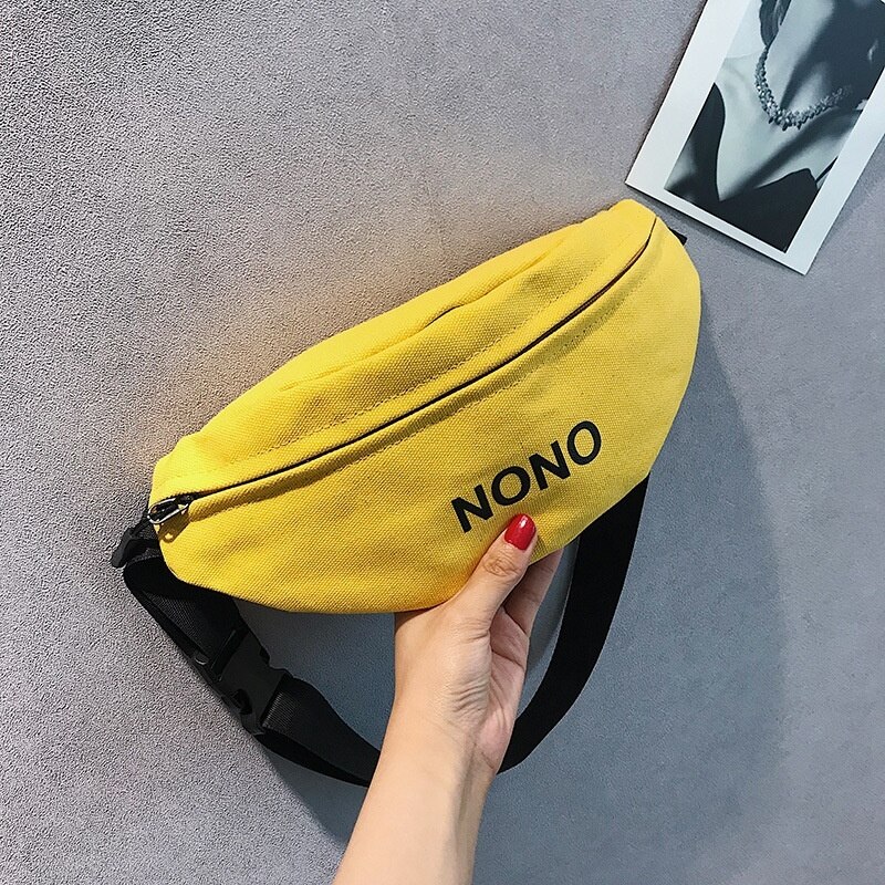 Novo saco de cintura fanny pacote de cinto feminino sacos de festa menina nova tendência peito pacotes de banana material da lona sacos de pacote de hip hop: YELLOW