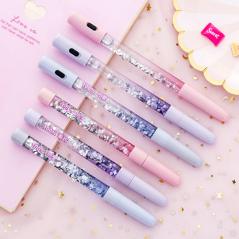 South Korea Beautiful girl Quicksand pen 0.5mm Kids Japanese Gel Pens Kawaii School Supplies Stationary