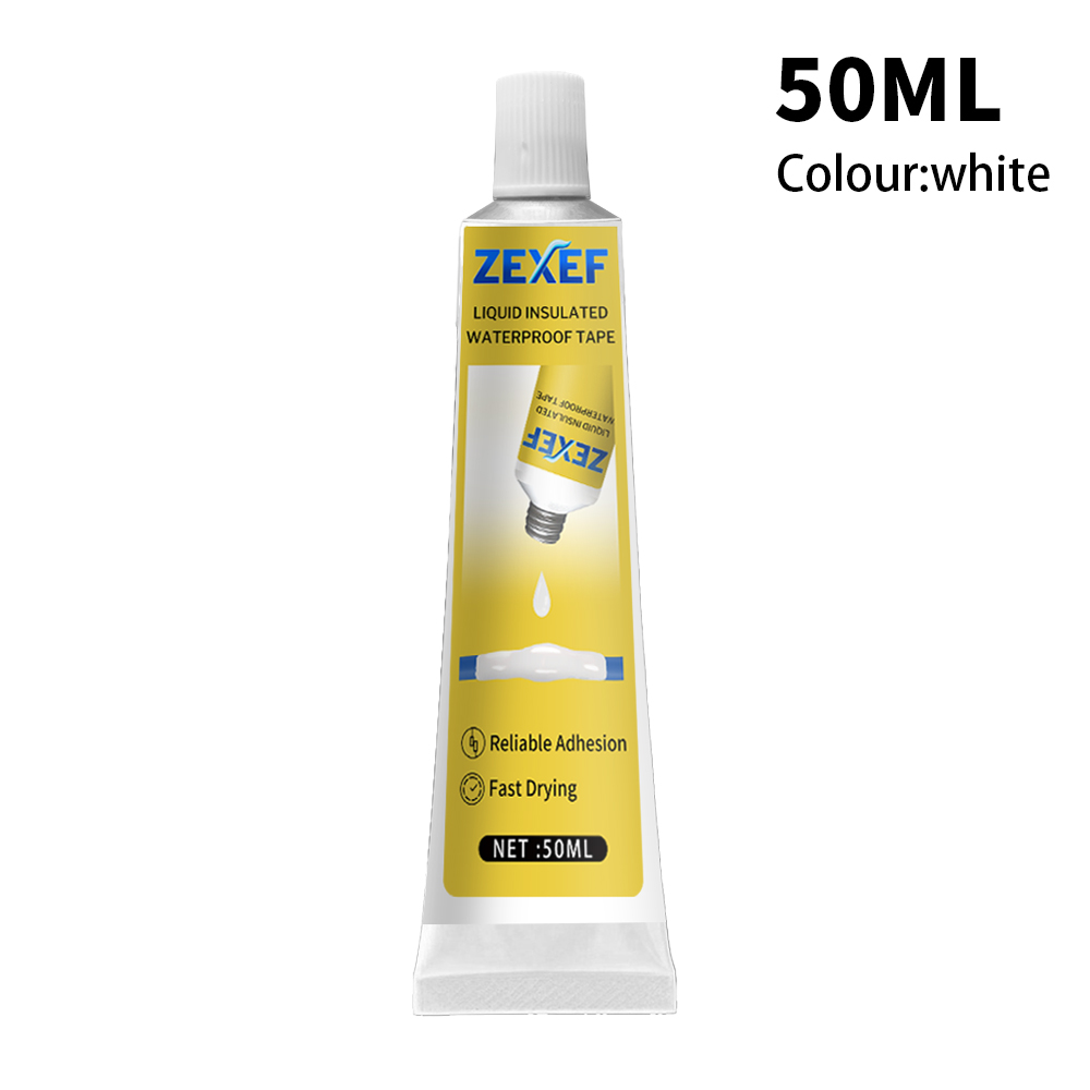 50/100ml flytande eltejp vattentät isoleringstejp fixeringslim för kabelanvändning isoleringspasta tätningsmedel hemledningsreparation: Vit