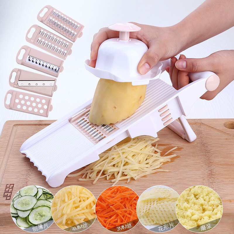 Handleiding Groente Cutter Slicer Met 8/5 Rvs Verwisselbare Messen Mandoline Ui Aardappel Dunschiller Wortel Rasp Dicer