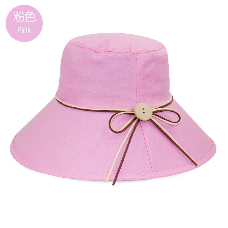 Simple kvinder sommer strand rejse bowknot bred skygge solhat vendbar foldbar kasket pigehat: 1