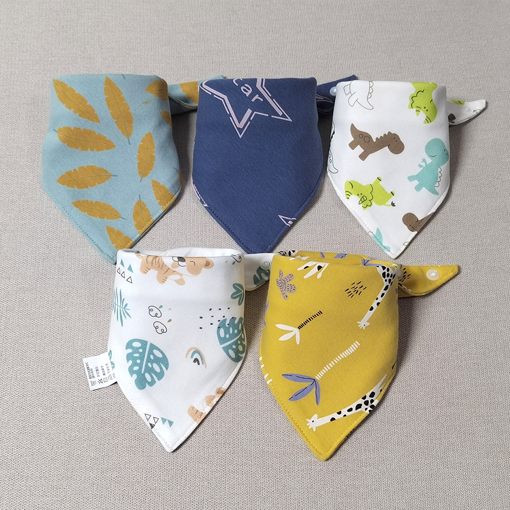 5 teile/los Baby Lätzchen Dreieck Doppel Baumwolle Lätzchen Cartoon Print Speichel Handtuch Baby Jungen Mädchen Fütterung Schürze Baumwolle Bandana Lätzchen: Gold