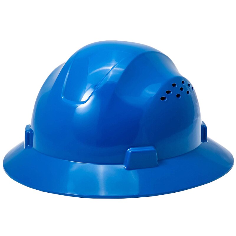 Fuld ramme hård hat arbejdshjelm letvægt høj styrke arbejdshætte konstruktion jernbane metallurgi sommer solskærm: Blå
