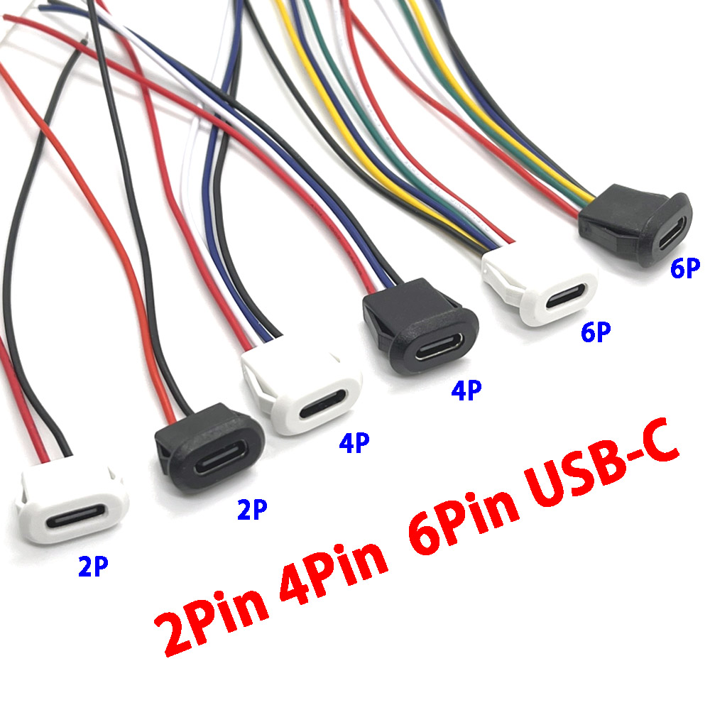 USB-Anschluss Typ C wasserdicht mit PH2.0 2-polig 4-polig 6-polig Verriegelung platte Buchse wasserdicht Hochstrom-Schnell ladebuchse