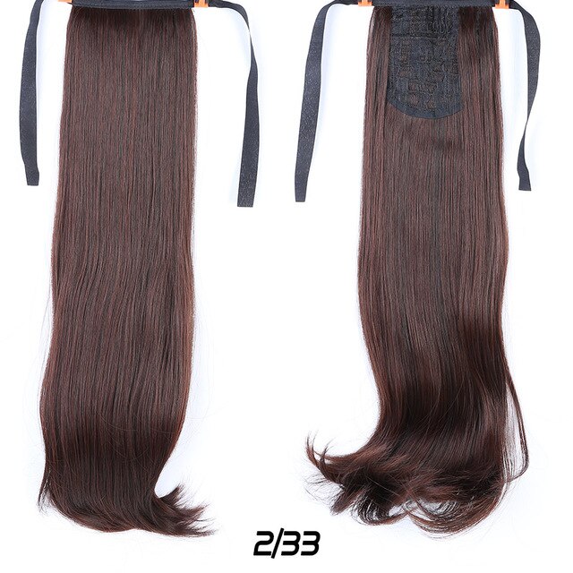 Coletas largas y rectas de 24 pulgadas Allaosify, pinza resistente al calor con cola de caballo para extensiones de cabello, coletas postizas: 2M33 / 20 pulgadas