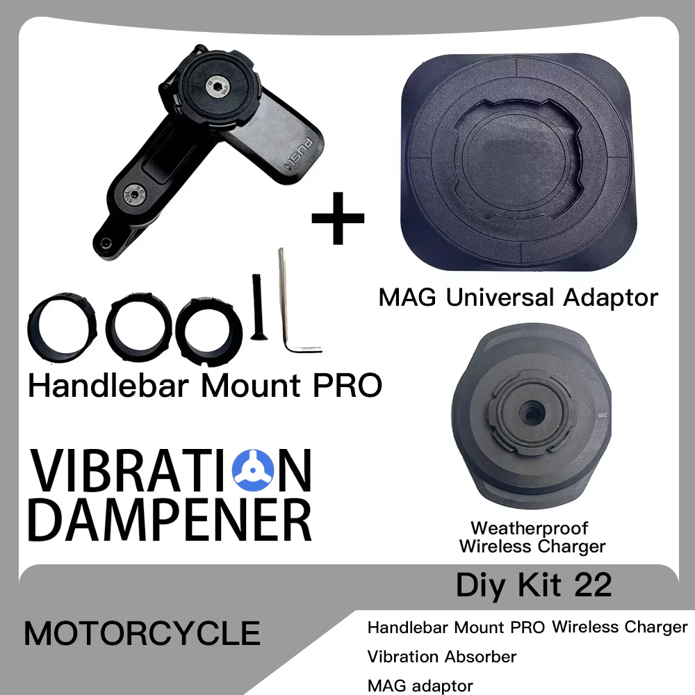 Motorrad Drahtlose Ladegerät Lenker Vorbau Gabel Halterung Telefon Halterung Vibration Dämpfer MAG Universal Adapter Bremse Kupplung