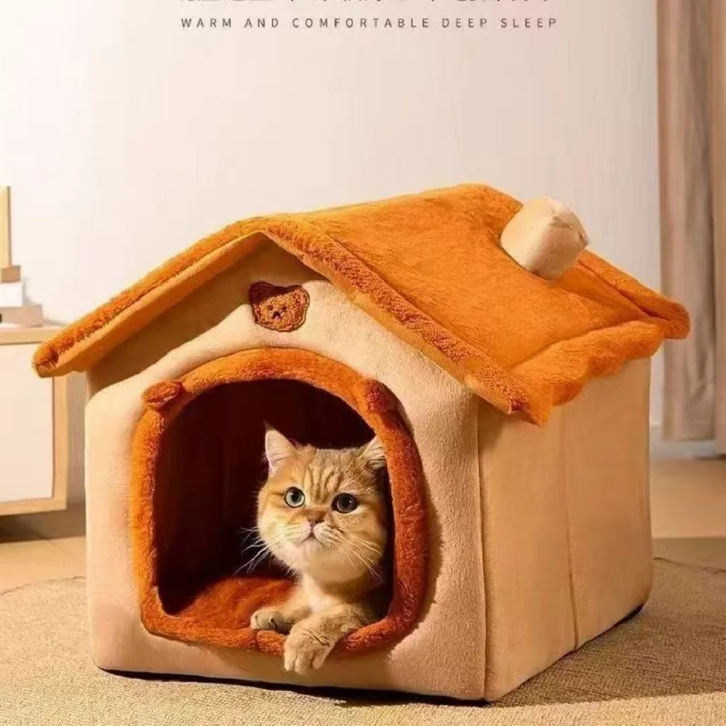 Ganzjahresbett Ich bin Hundehausstil – abnehmbares, waschbares Haustierbett für kleine Hunde, Teddy, Winter, warmes Katzen-Hundehaus