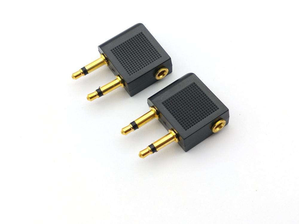 100pcs Gold Airplane/Airline/Air Plane Travel Headphone/Earphone Audio Adapter 3.5mm adapter