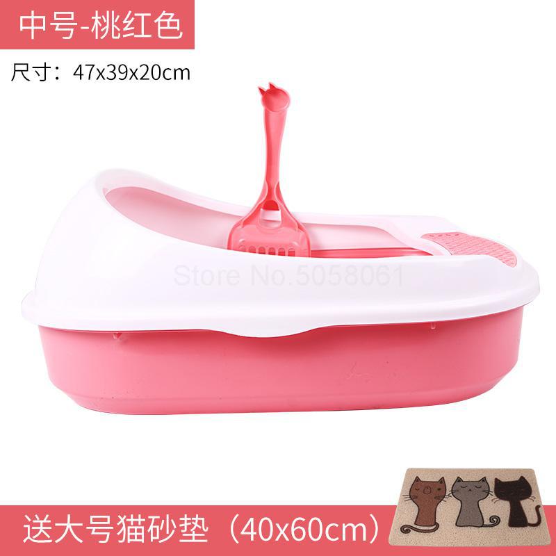 Cat Sand Pot Semi-closed Cat Toilet Anti-splash Small Kitten Feces Open Sand Pot Cleaning Supplies Big Size: fy2