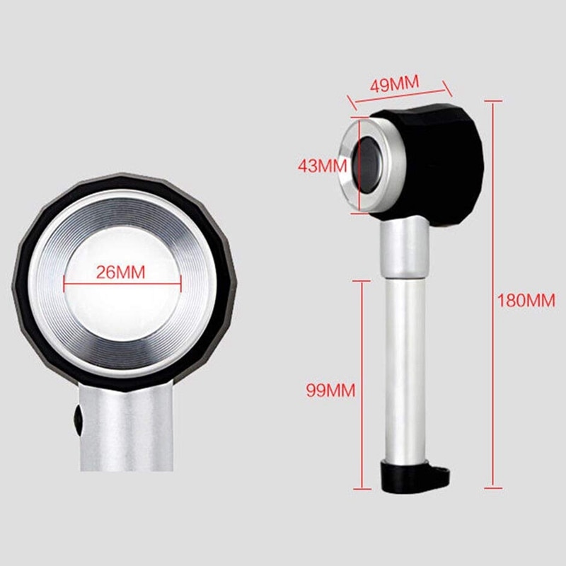 TOP Handheld 45X Folding Linen Tester Metal Magnifiers Cloth Thread Counter Magnifier Magnifying Glass with Light Calibration