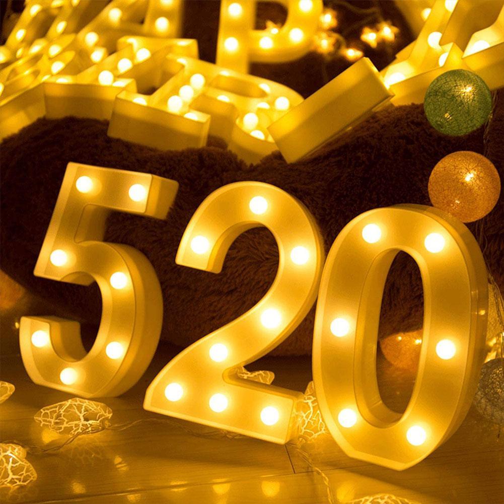Party Decoration Number 0-9 Letter LED Lights Luminous Number Lamp Decor Battery Night Light For Home Wedding Birthday Christmas