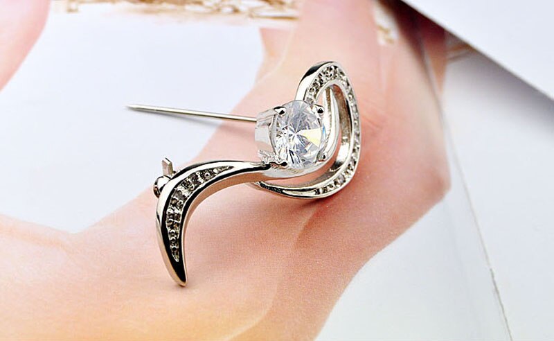 Mode Vrouwen Modellen 925 Sterling Zilveren Broche Noble Zirkoon Ingelegd Dames Populaire Broche Sieraden